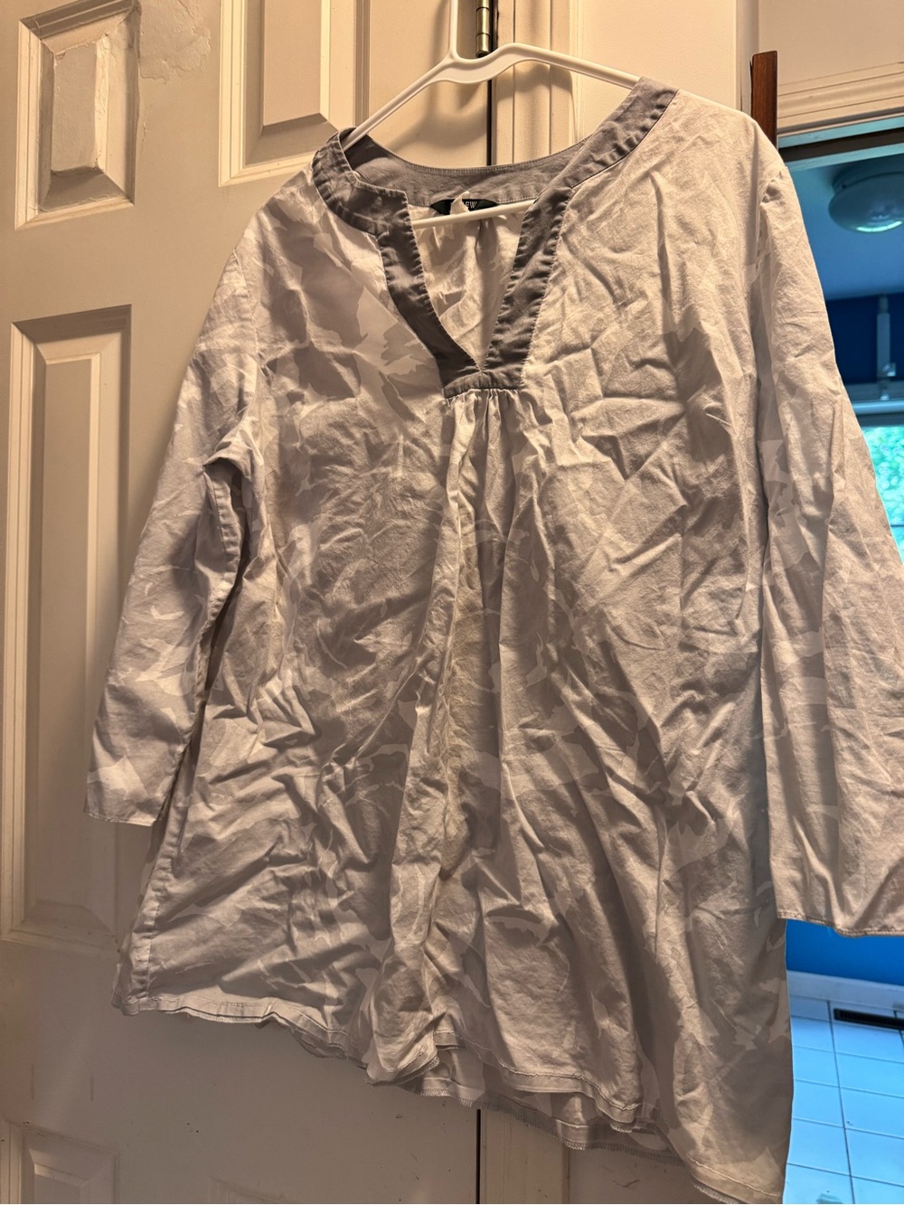 J.Crew Womens Gray & White Tunic Top Size XL